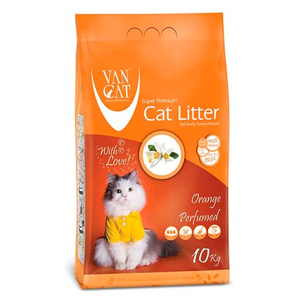 Наполнитель для кошек Van Cat комкующийся без пыли с ароматом Апельсина пакет 10 кг Van Cat