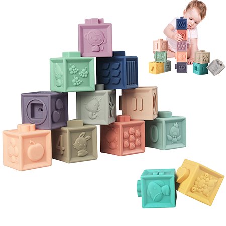 Кубики развивающие с пазами Zeimas IQ+ набор 12 шт мягкие тактильные игрушки пирамидка детская - фото 2