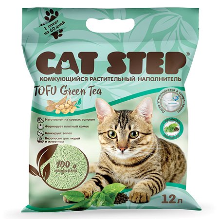 Наполнитель для кошачьего туалета Cat Step Tofu Green Tea комкующийся растительный 12л