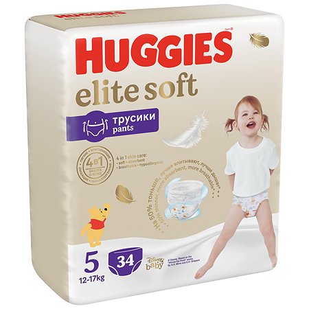 Подгузники-трусики Huggies Elite Soft 5 12-17кг 34шт - фото 2