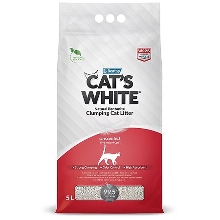 Наполнитель для кошачьего туалета Cat's White комкующийся натуральный без ароматизатора 5л