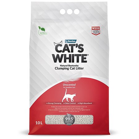 Наполнитель для кошачьего туалета Cat's White комкующийся натуральный без ароматизатора 10л