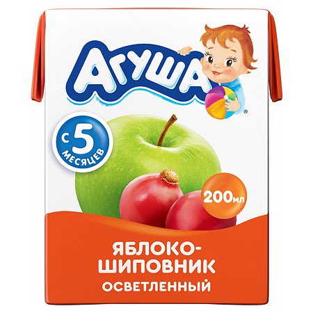 Сок Агуша яблоко-шиповник осветленный 0.2л с 5месяцев