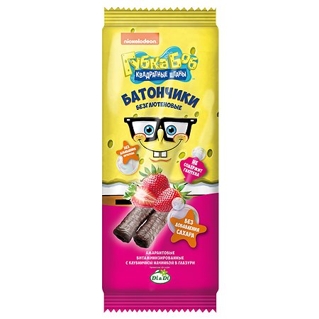 Батончики Sponge Bob амарантовые с клубничной начинкой глазированные 20г