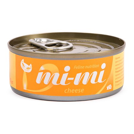 Корм влажный для кошек Mi-Mi 80г с сыром консервированный