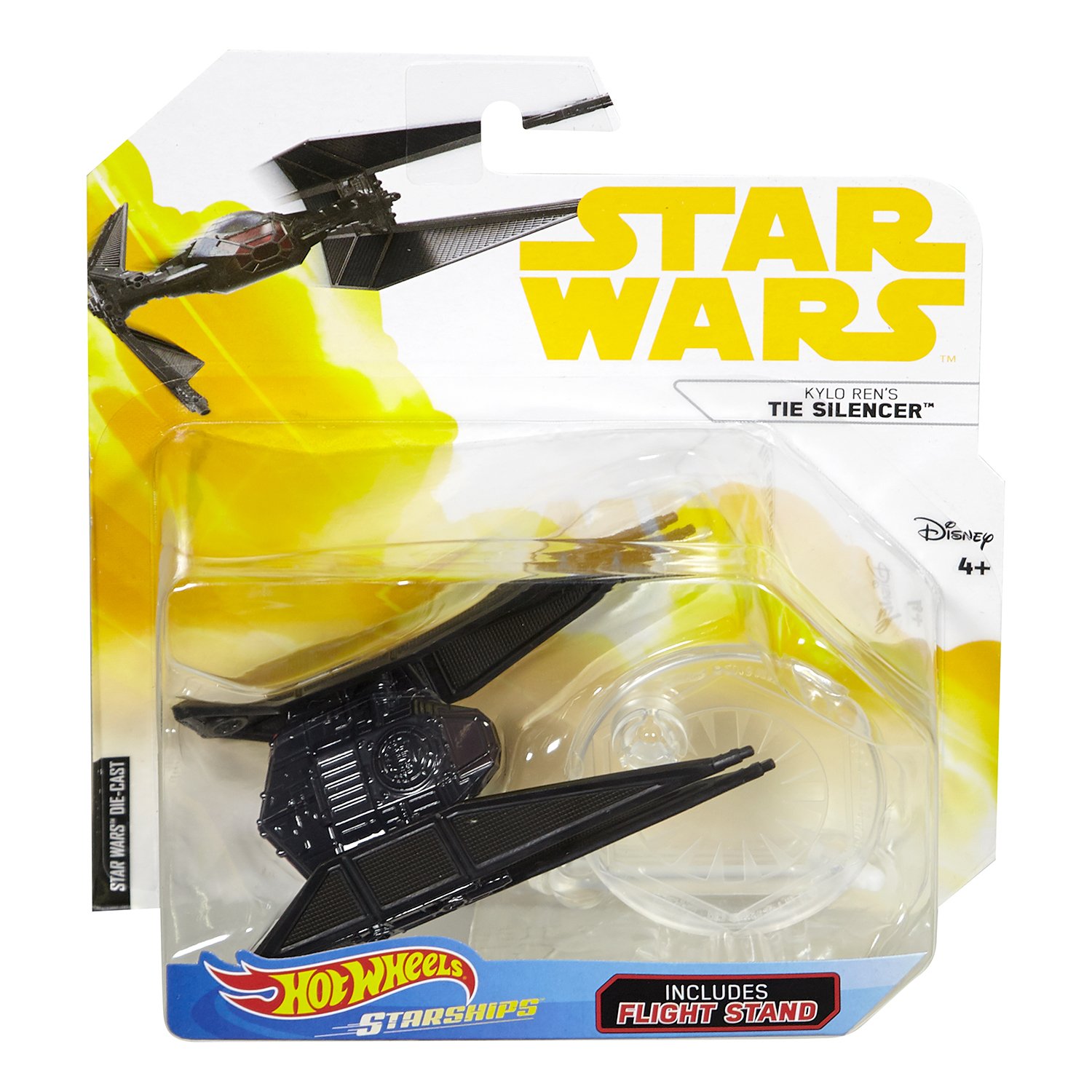 Disney Star Wars Starships Hot Wheels Kylo Ren's Tie Silencer With Flight Stand