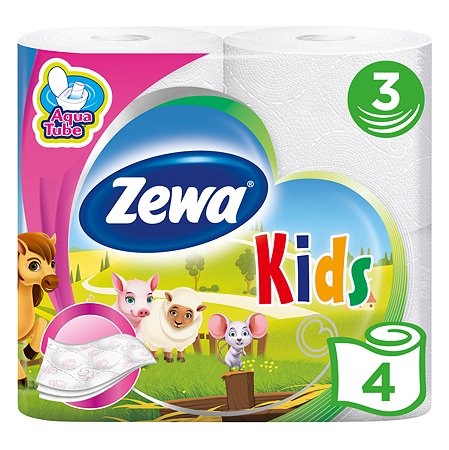 Туалетная бумага Zewa Kids 3слоя 4рулона 5622