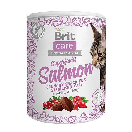 Лакомство для кошек Brit Care Super Fruits стерилизованных Лосось 100г