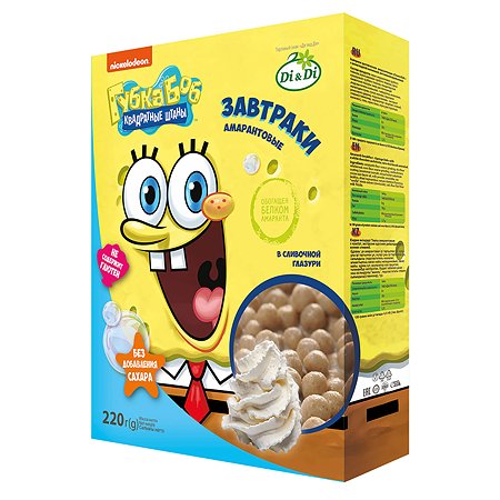 Завтраки Sponge Bob амарантовые в сливочной глазури 220г