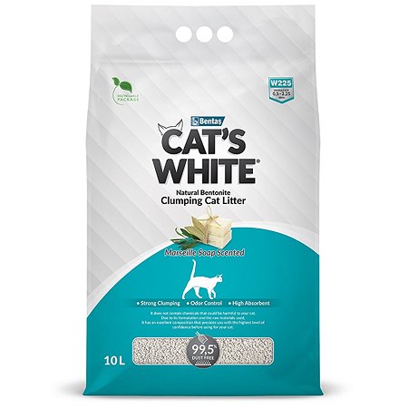 Наполнитель для кошачьего туалета Cat's White комкующийся с ароматом марсельского мыла 10л