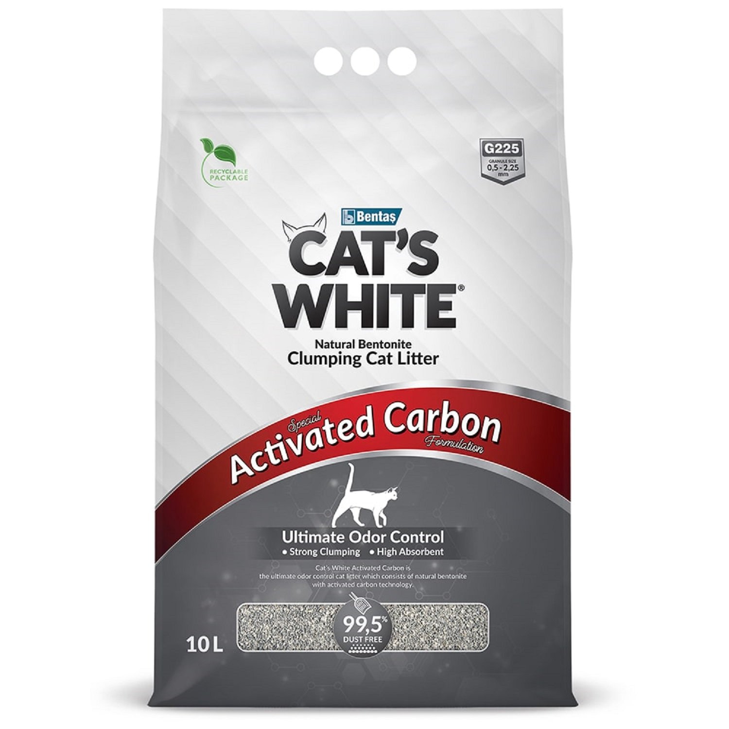 Наполнитель для кошек Cats White комкующийся с Активированным углем 10л - фото 1
