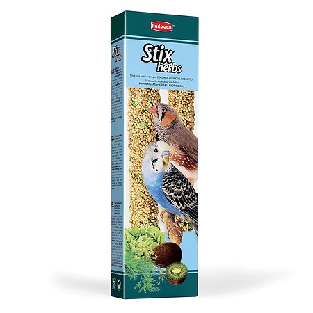 Лакомство для попугаев и экзотических PADOVAN Stix Палочки антистрессовые с травами 0.08кг
