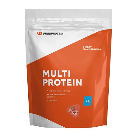 Специализированный пищевой продукт PUREPROTEIN Протеин мультикомпонентный клубника со сливками 600г - фото 1