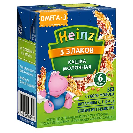 Кашка молочная Heinz 5 злаков с Омега-3 0.2л с 6месяцев - фото 7