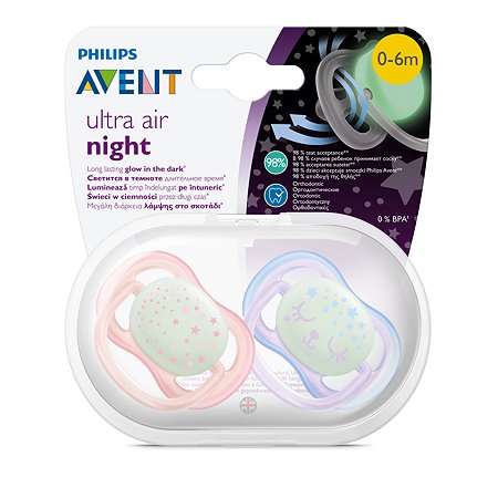 Светящаяся соска-пустышка Philips Avent ultra air night SCF376/12 силиконовая, с футляром для хранения и стерилизации, 0-6 мес, 2 шт - фото 11