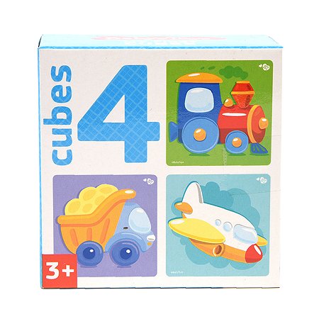 Кубики Десятое королевство BabyToys Транспорт 4шт 3542