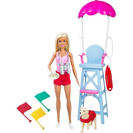 Набор игровой Barbie Пляжный спасатель кукла+питомец+аксессуары GTX69 - фото 1