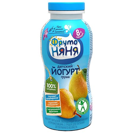 Йогурт ФрутоНяня питьевой груша 2,5% 0,2 л с 8 месяцев