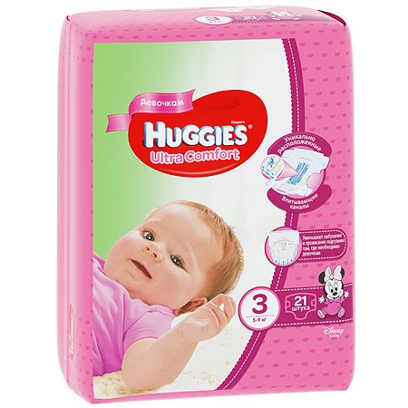 Подгузники Huggies Ultra Comfort для девочек 3 5-9кг 21шт - фото 3