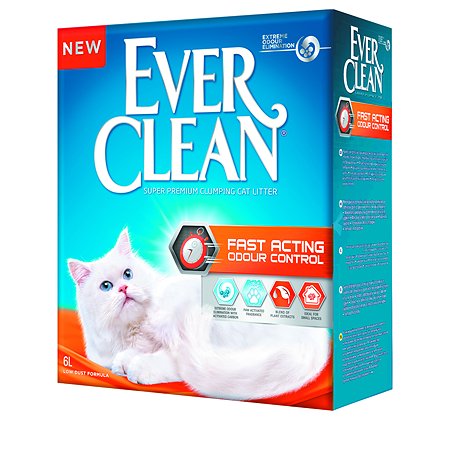 Наполнитель для кошек EVER CLEAN Fast Acting комкующийся 6л 67328