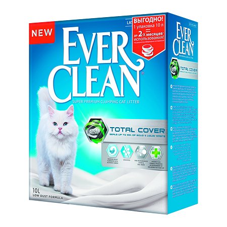 Наполнитель для кошек EVER CLEAN Total Cover комкующийся 10л 70653