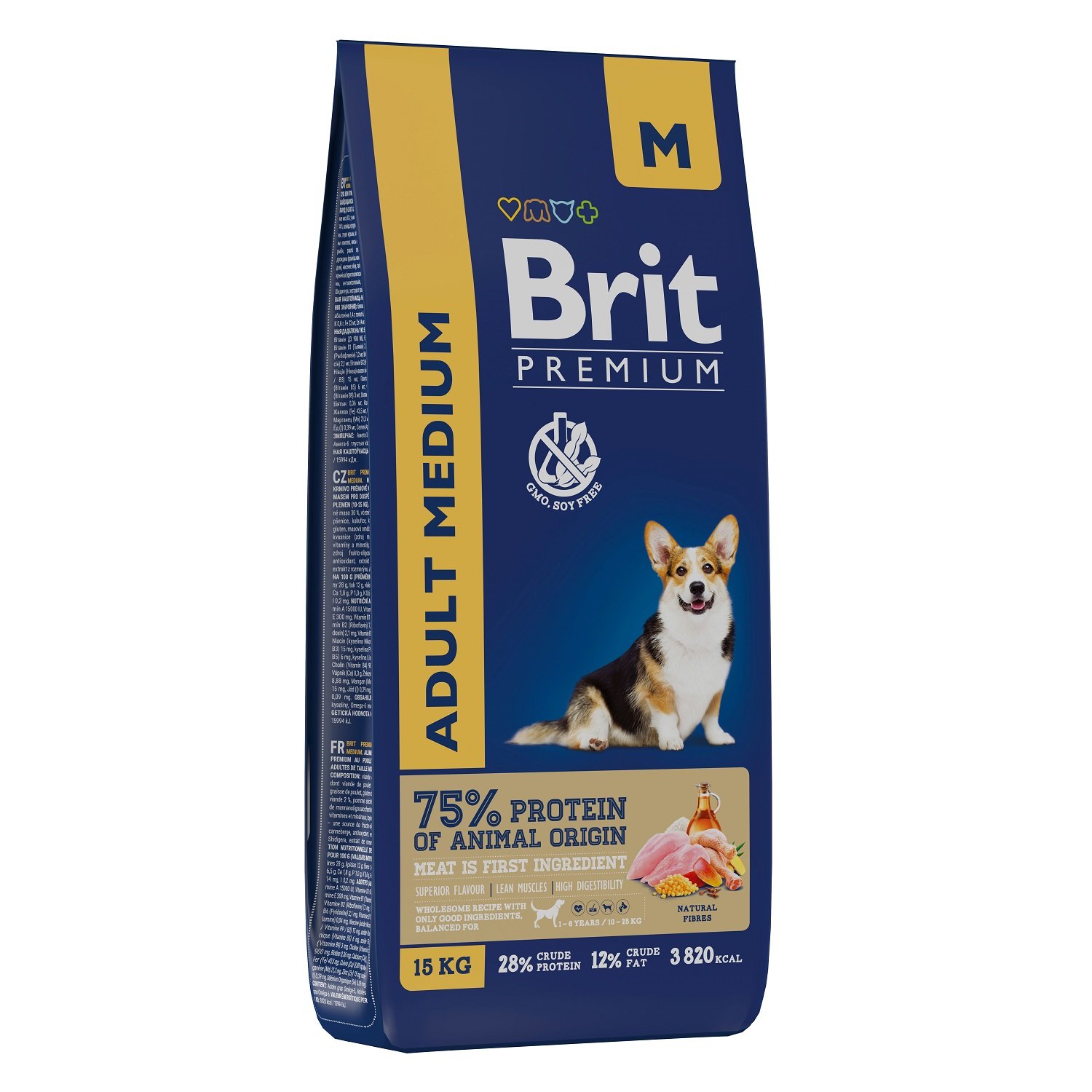 Корм для собак Brit Premium Dog Adult Medium с курицей 15кг - фото 1