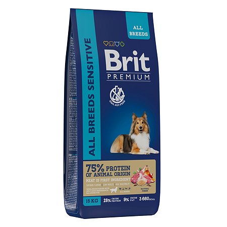 Корм для собак Brit Premium Dog Sensitive с чувствительным пищеварением с ягненком и индейкой 15кг