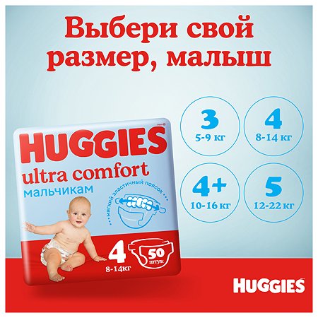 Подгузники Huggies Ultra Comfort для мальчиков 4 8-14кг 100шт - фото 5