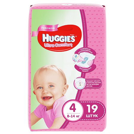 Подгузники для девочек Huggies Ultra Comfort 4 8-14кг 19шт - фото 2