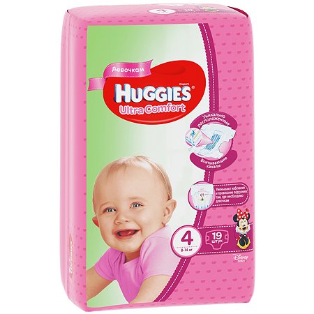 Подгузники для девочек Huggies Ultra Comfort 4 8-14кг 19шт - фото 3