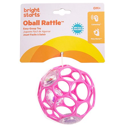 Мяч Bright Starts Oball с погремушкой Розовый 12030BS - фото 2