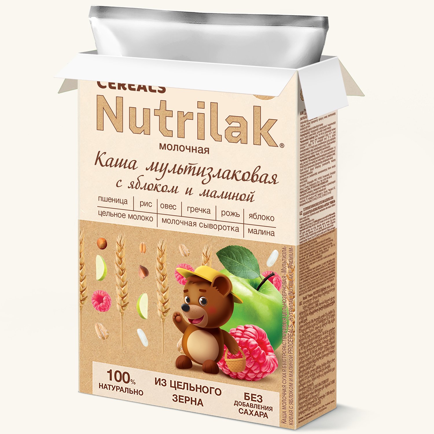 Каша молочная Nutrilak Premium Procereals мультизлаковая яблоко-малина .