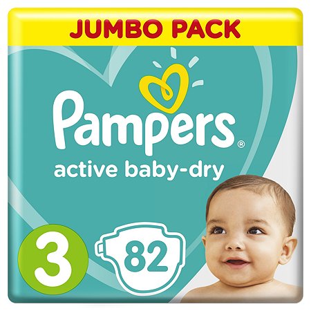 Подгузники Pampers Active Baby-Dry 3 6-10кг 82шт - фото 1