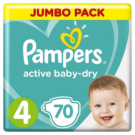 Подгузники Pampers Active Baby-Dry 4 9-14кг 70шт - фото 1