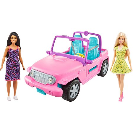 Кукла Barbie с подругой в розовом джипе GVK02