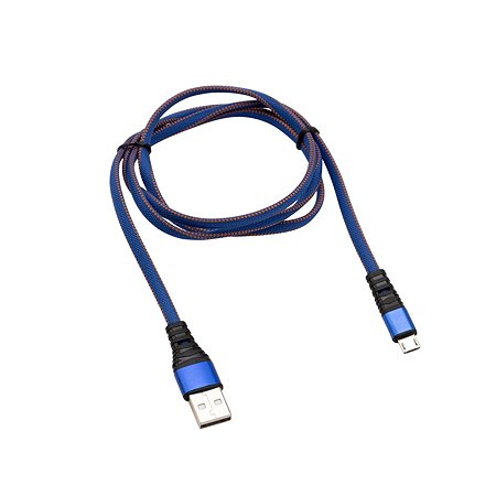 Кабель REXANT USB - microUSB 1 метр в синей джинсовой оплетке