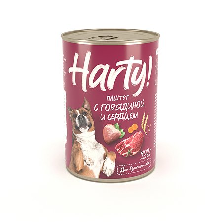Корм для собак Harty 400г паштет с говядиной и сердцем для взрослых консервированный - фото 1