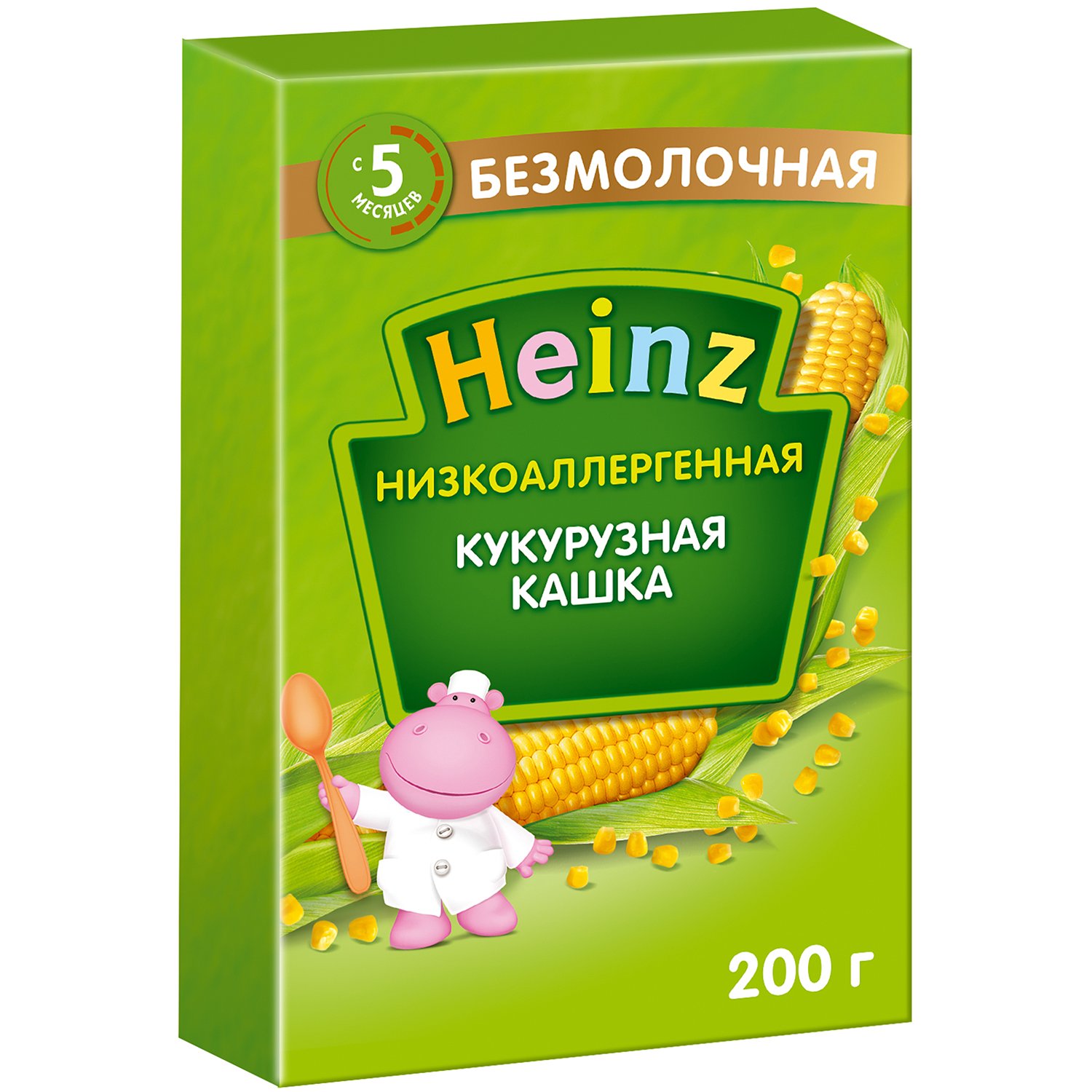 Каша Heinz безмолочная низкоаллергенная кукуруза 200 г с 5 месяцев - фото 1