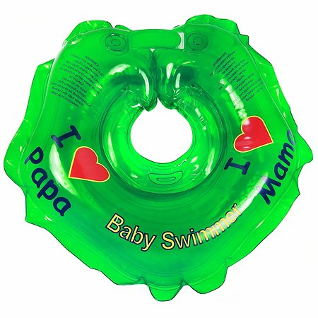 Круг для купания BabySwimmer на шею 0-24месяца Зеленый BS21G