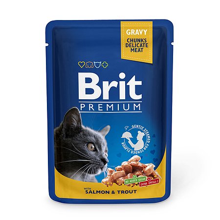 Корм влажный для кошек Brit Premium 100г лосось-форель
