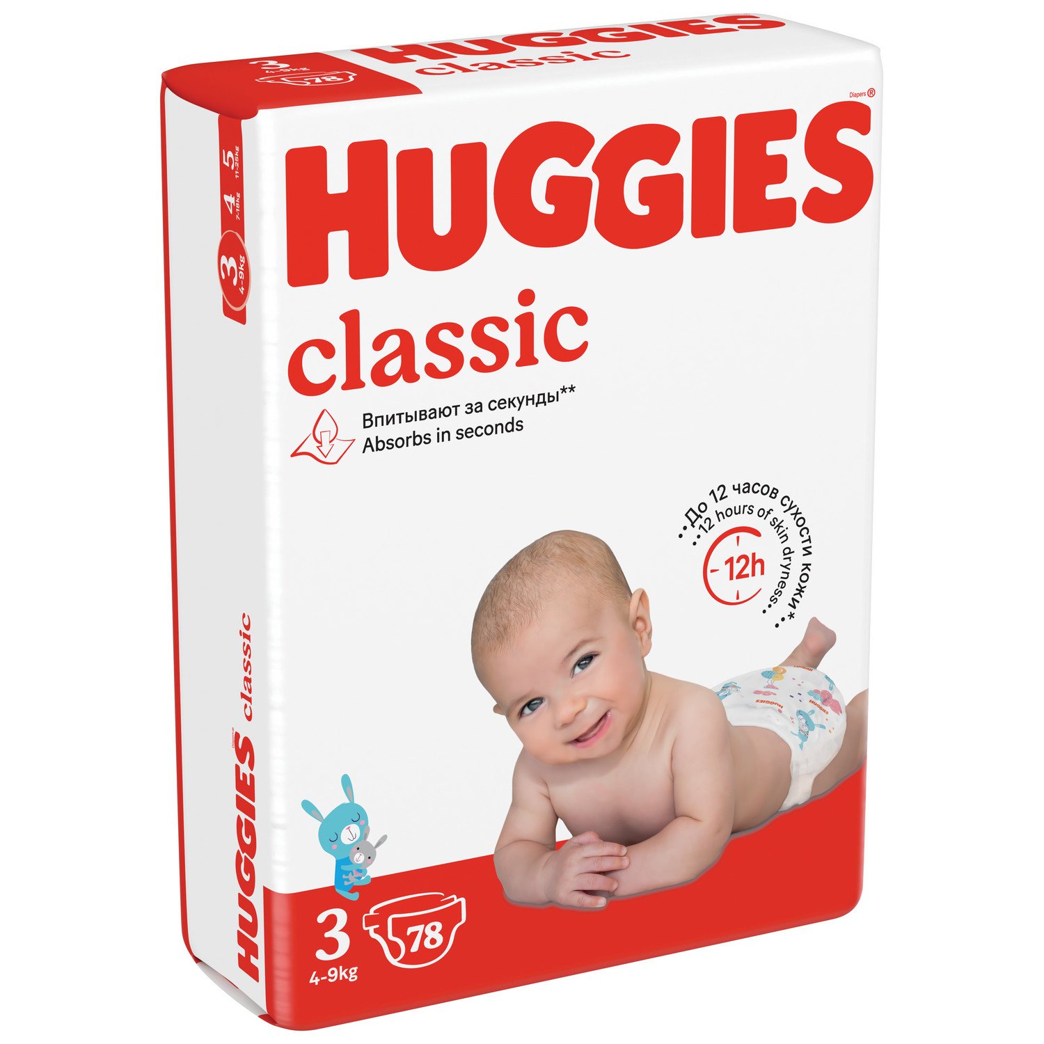 Подгузники Huggies Classic 3 4-9кг 78шт - фото 2