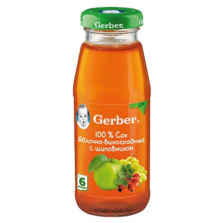 Сок Gerber яблоко-виноград-шиповник 0.175л