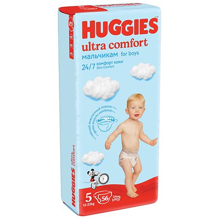 Подгузники для мальчиков Huggies Ultra Comfort 5 12-22кг 56шт - фото 2
