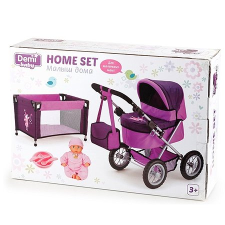 Игровой набор Demi Star Малыш дома (пупс + коляска + манеж) с аксессуарами