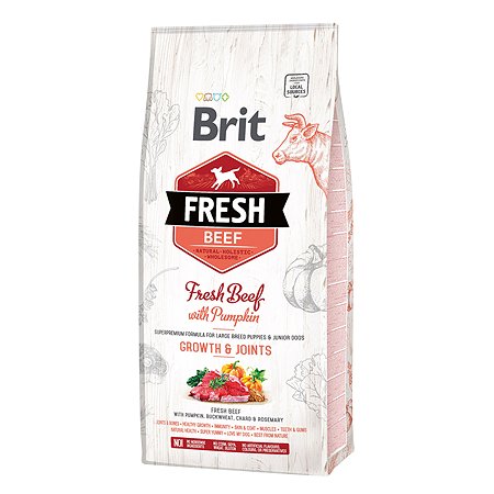 Корм для щенков Brit Fresh 12кг для крупных пород говядина и тыква