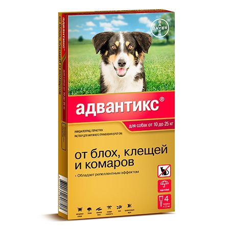 Препарат инсектоакарицидный для собак BAYER Адвантикс 2.5мл 4пипетки