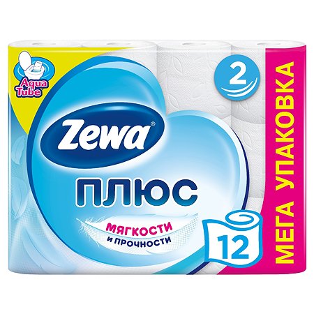 Туалетная бумага Zewa Плюс 2слоя 12рулонов Белая