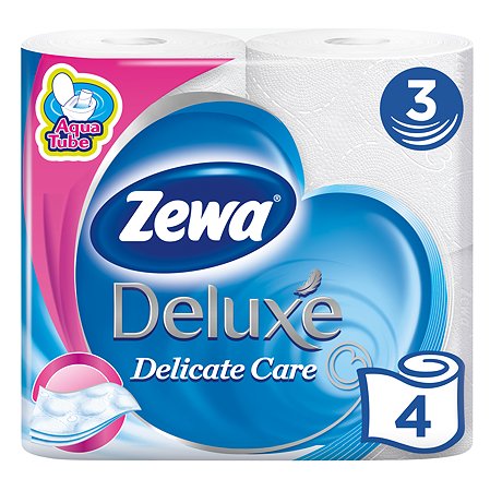 Туалетная бумага Zewa Deluxe 3слоя 4рулона Белая