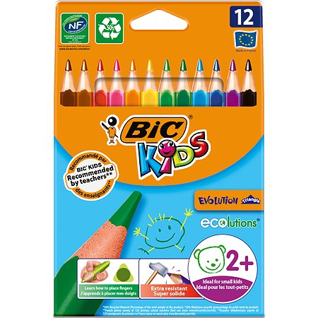 Карандаши цветные BIC Kids треугольные Evolution 12 цв