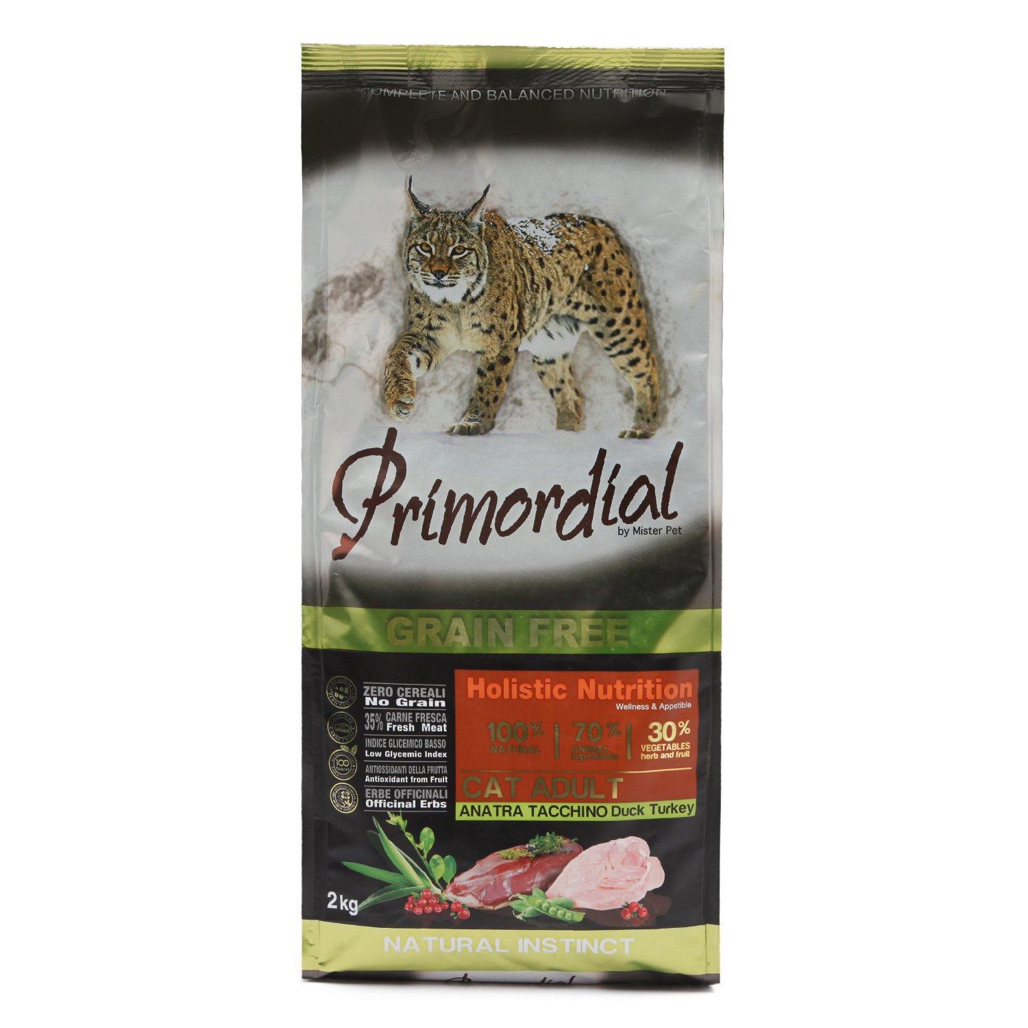 Корм сухой для кошек Primordial 2кг беззерновой утка-индейка - фото 2